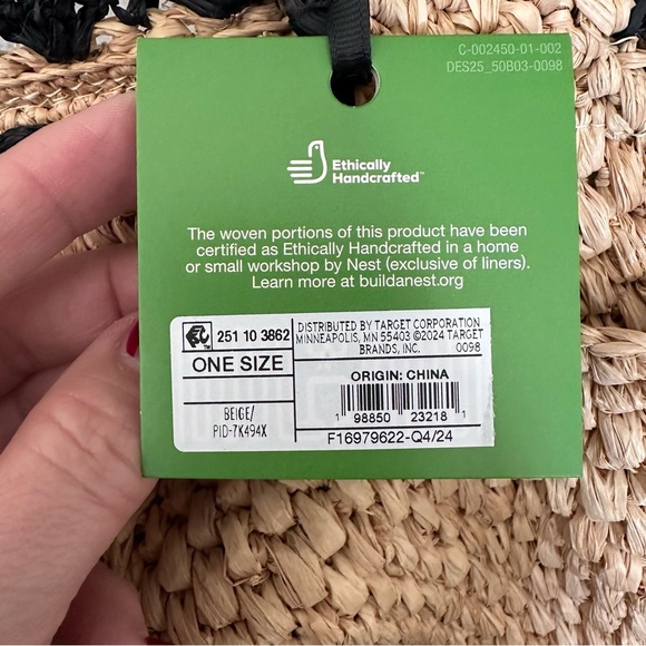 KATE SPADE X TARGET Raffia Black Bow Tote Bag Beach Bag Woven NWT - Picture 16 of 16